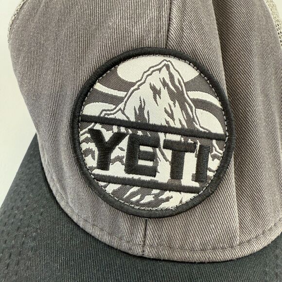 YETI Mountain Badge Trucker Snapback Hat Black Gray - Picture 5 of 11